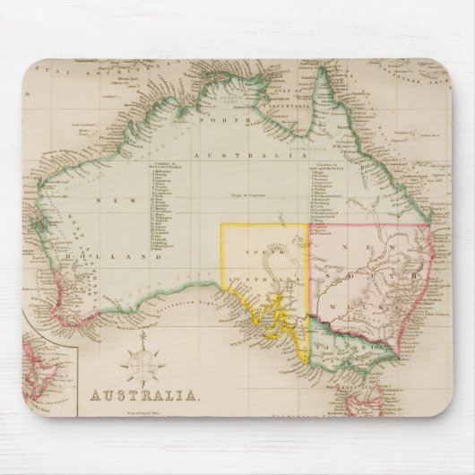 オーストラリア及びニュージーランドの地図 マウスパッド (正面)