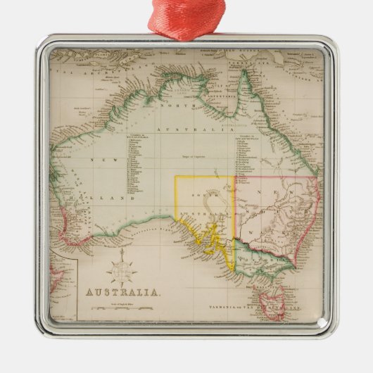 オーストラリア及びニュージーランドの地図 メタルオーナメント (正面)