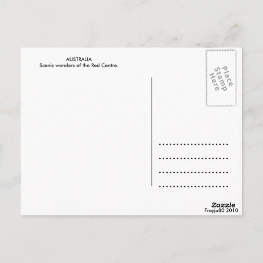 オーストラリア向けポストカード | 風光明媚なオーストラリア ポストカード (裏面)