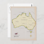 オーストラリア図解入りの、写真付きのの地図 ポストカード (正面/裏面)