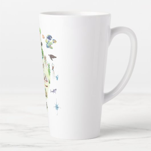 オーストラリア図解入りの、写真付きのの水彩地図 |モノグラム カフェラテマグ (右)