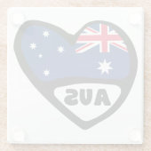 オーストラリア国コード国旗のハートAUS ガラスコースター (裏面)