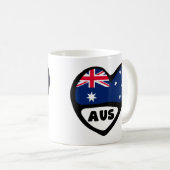 オーストラリア国コード国旗のハートAUS コーヒーマグカップ (正面右)
