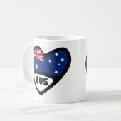 オーストラリア国コード国旗のハートAUS コーヒーマグカップ (正面左)
