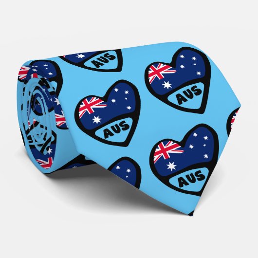 オーストラリア国コード国旗のハートAUS ネクタイ (ロール)