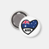 オーストラリア国コード国旗のハートAUS マグネット (正面/裏面)