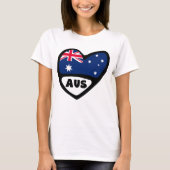 オーストラリア国コード国旗のハートAUS Tシャツ (正面)