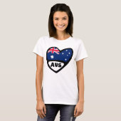 オーストラリア国コード国旗のハートAUS Tシャツ (正面フル)
