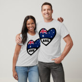 オーストラリア国コード国旗のハートAUS Tシャツ (ユニセックス)