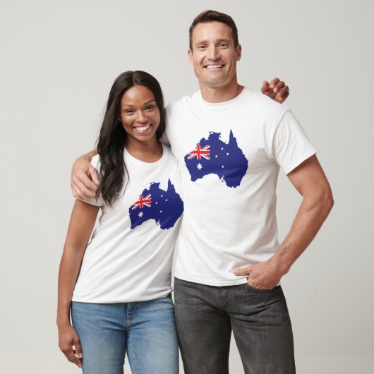 オーストラリア国旗と国土マップ Tシャツ (ユニセックス)