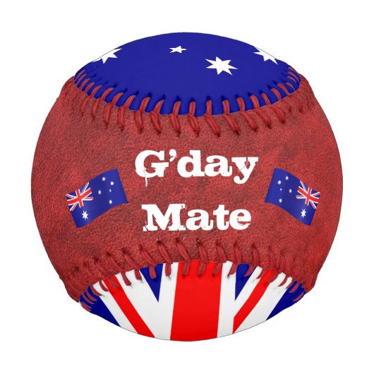 オーストラリア国旗とG'day Mate,オーストラリア/スポーツ 野球ボール (裏面)