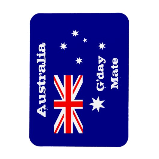 オーストラリア国旗とG'day Mate、休日/スポーツファン マグネット (縦)
