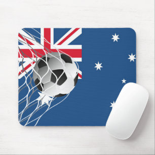 オーストラリア国旗にサッカーボール マウスパッド