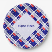 オーストラリア国旗のタイル張りブルーパーソナライズされた ペーパープレート (正面)