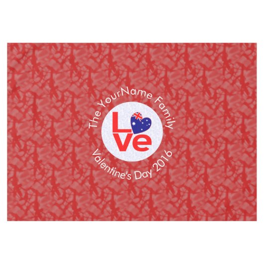 オーストラリア国旗のハート赤の愛 テーブルクロス (正面(横))