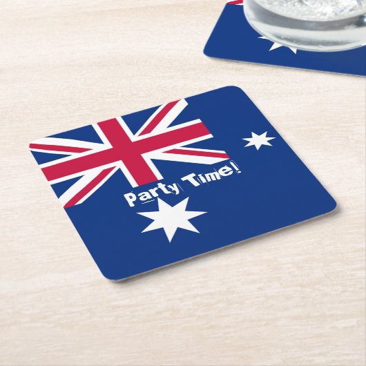 オーストラリア国旗のパーティー時刻 スクエアペーパーコースター (アングル)