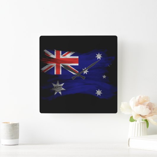 オーストラリア国旗のブラシストローク、国旗 スクエア壁時計 (ホーム)