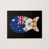 オーストラリア国旗のペンブロークウェルシュコーギーの犬ポケット ジグソーパズル (横)