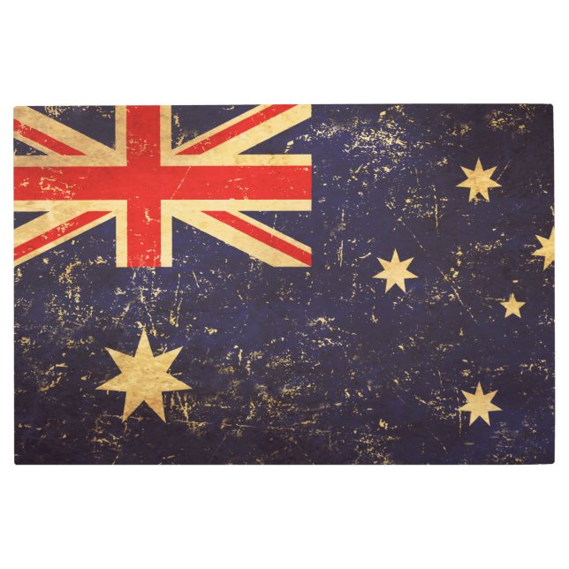 オーストラリア国旗のヴィンテージデザイン メタルプリント (正面)