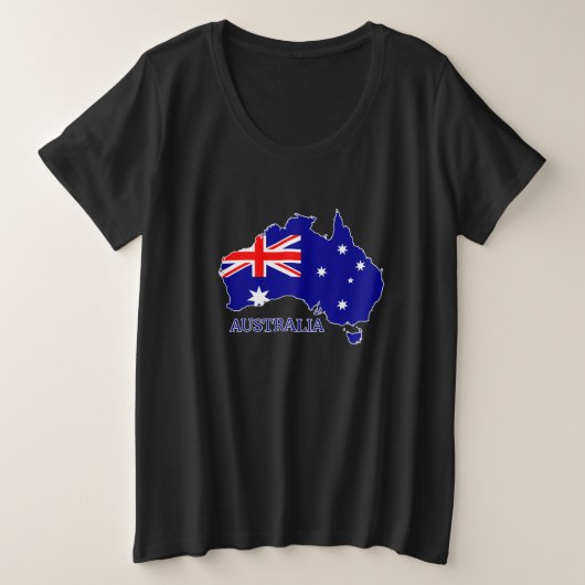 オーストラリア国旗の地図と旅行 プラスサイズTシャツ (デザイン正面)