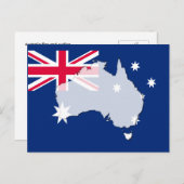 オーストラリア国旗の地図のアウトラインはがき ポストカード (正面/裏面)