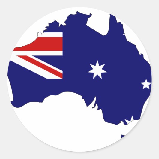 オーストラリア国旗の地図 ラウンドシール (正面)
