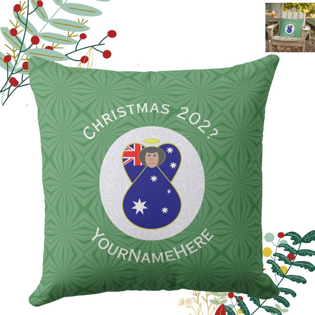 オーストラリア国旗の天使のクリスマスデザイン アウトドアクッション (クリエイターアップロード済み)
