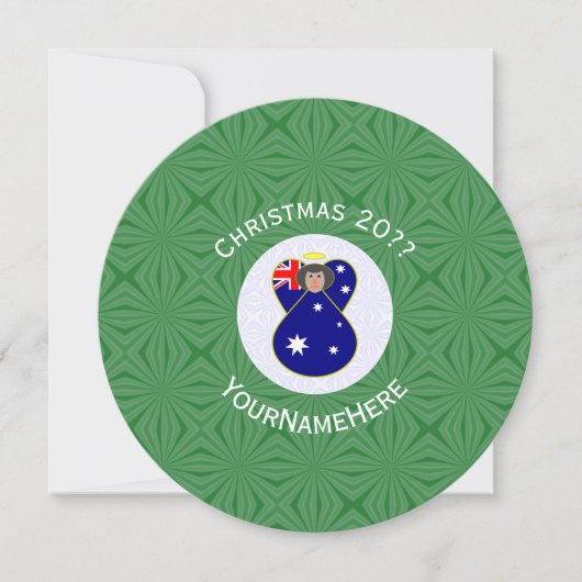 オーストラリア国旗の天使クリスマス パーソナライズ 招待状 (正面)