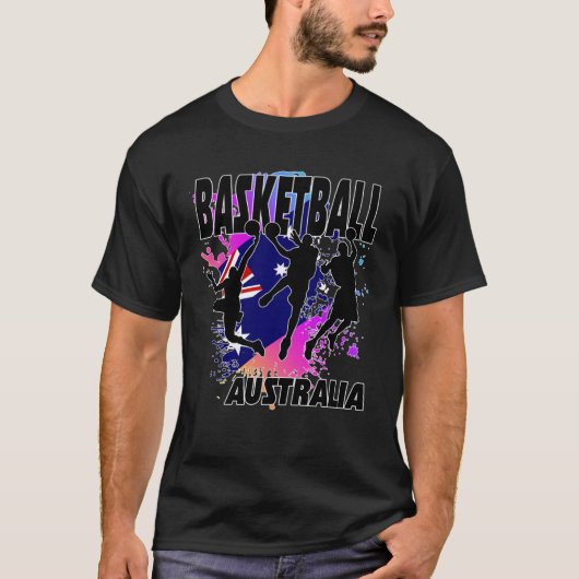 オーストラリア国旗の愛遊のバスケットボール Tシャツ (正面)