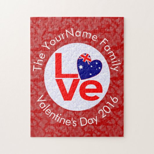 オーストラリア国旗の赤い文字LOVE白の赤 ジグソーパズル (縦)