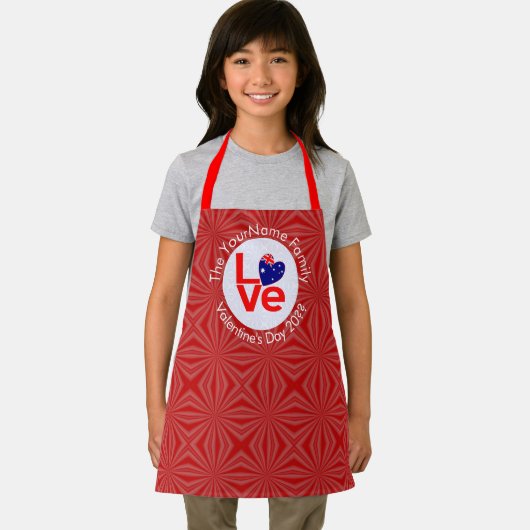 オーストラリア国旗の赤文字LOVE旗パーソナライズされた エプロン (インサイチュ)