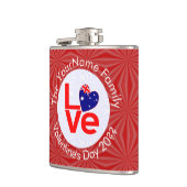 オーストラリア国旗の赤文字LOVE旗パーソナライズされた フラスク (左)