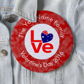 オーストラリア国旗の赤文字LOVE旗パーソナライズされた 缶バッジ (インサイチュ)