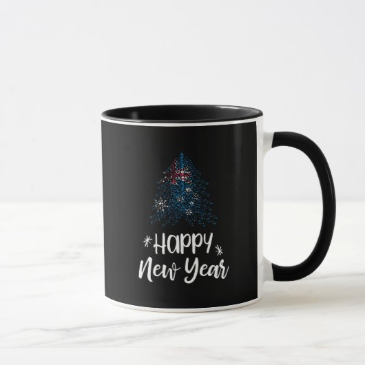 オーストラリア国旗を持つ新年のクリスマスツリーの幸せ マグカップ (右)