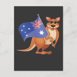 オーストラリア国旗オーストラリア国旗Ausie Kangarooとサングラス ポストカード
