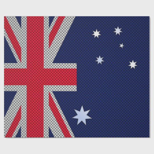 オーストラリア国旗デザイン炭素繊維クロムスタイル ラッピングペーパー (フラット)