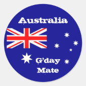オーストラリア国旗&オーストラリアファッションステッカー/sport ラウンドシール (正面)