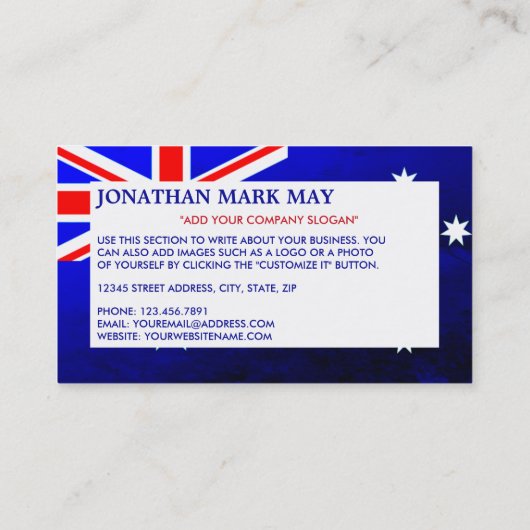 オーストラリア国旗、オーストラリア 名刺 (裏面)