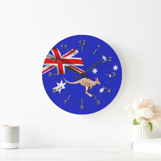 オーストラリア国旗 ラージ壁時計 (ホーム)