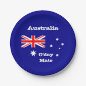 オーストラリア国旗&G'day Mate,パーティー，スポーツ/ラグビー ペーパープレート (正面)
