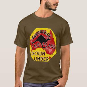 オーストラリア地図が地下に着陸しカンガルーレトロ Tシャツ