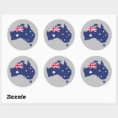 オーストラリア地図と青い旗 ラウンドシール (シート)