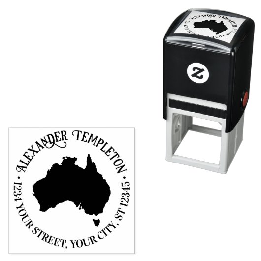 オーストラリア地図シルエットラウンド名差出人住所 セルフインキングスタンプ (インサイチュ)