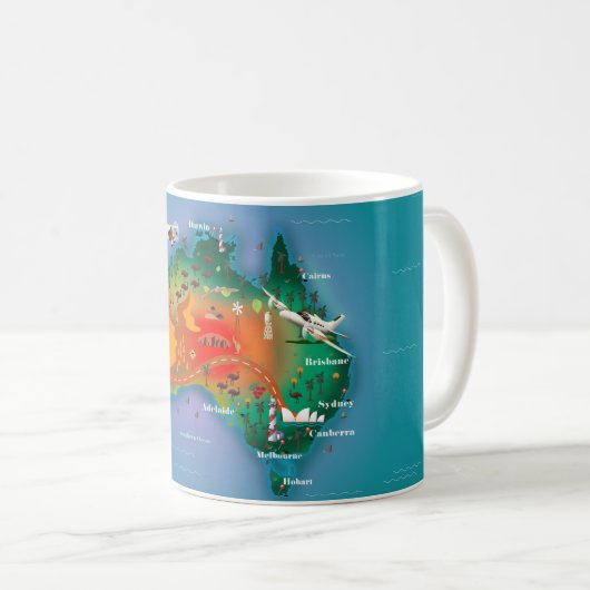 オーストラリア地図トラベルポスター コーヒーマグカップ (正面右)