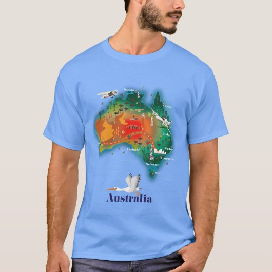 オーストラリア地図トラベルポスター Tシャツ (正面)