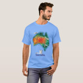 オーストラリア地図トラベルポスター Tシャツ (正面フル)
