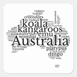 オーストラリア地図ワードアートトートバッグ スクエアシール