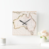 オーストラリア地図1814 スクエア壁時計 (ホーム)
