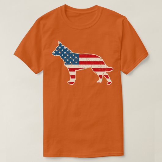 オーストラリア家畜犬アメリカ国旗7月4日 Tシャツ (デザイン正面)