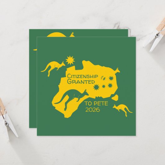 オーストラリア市民権パーティーギフト カード (正面/裏面インサイチュ)